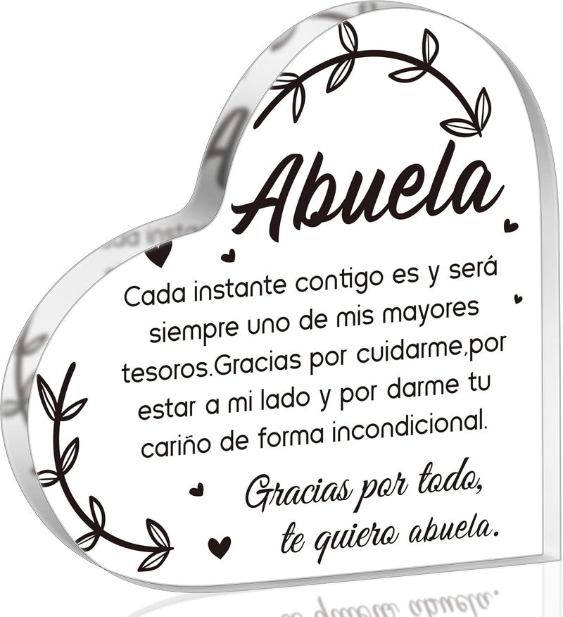 Yopyame Spanish Grandma Acrylic Gifts - Regalos para Abuela Heart Acrylic Plaque Ideas Keepsake Paperweights for Grandma in Spanish Father's Day Christmas Gifts for Grandma from Granddaughter Grandson - Image 1